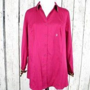 Lane Bryant Collar Button Long Sleeve Pink Shirt. Size 28. Classy